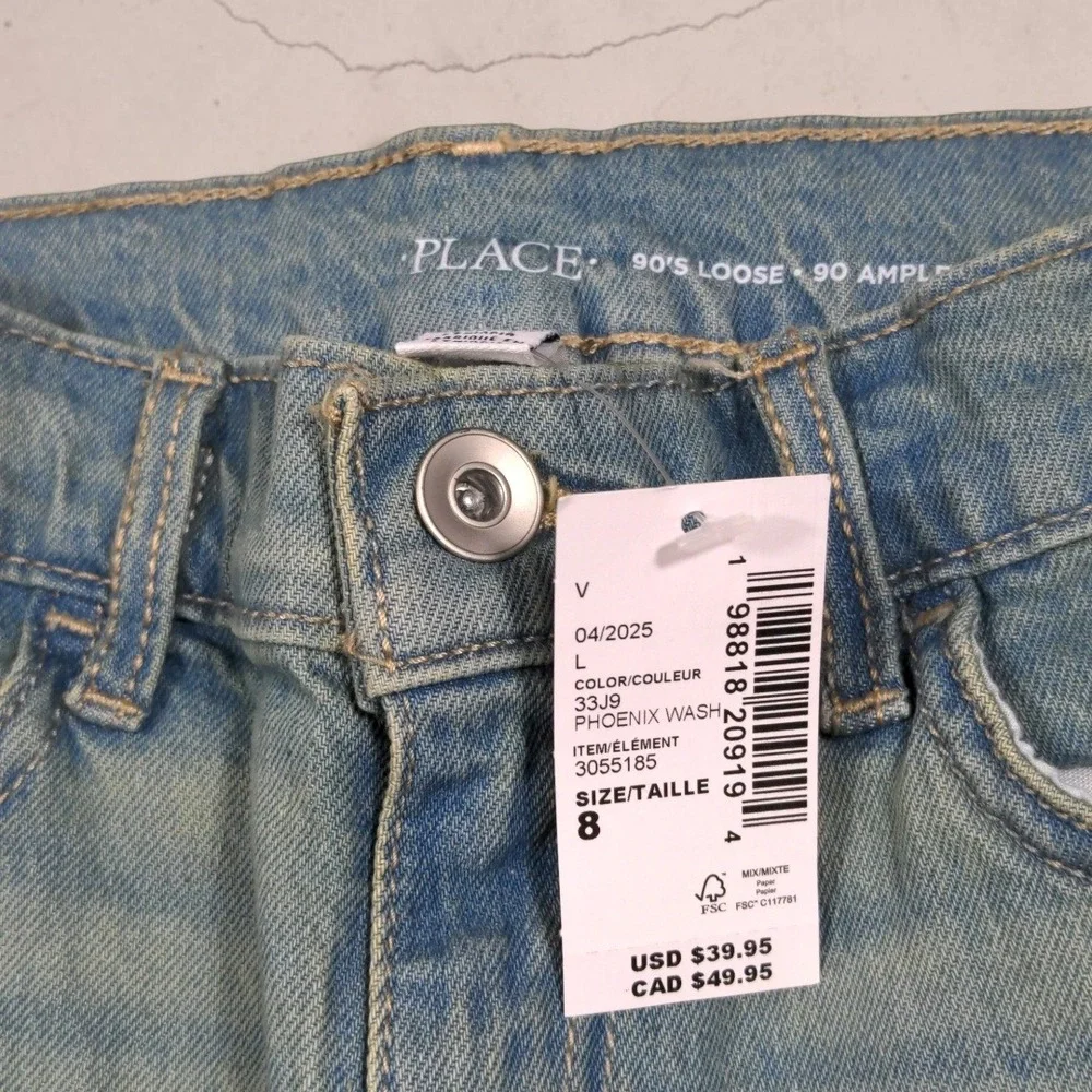 The Children's Place Boys 90s Loose Jeans Phoenix Wash Light Blue Size 8 NWT